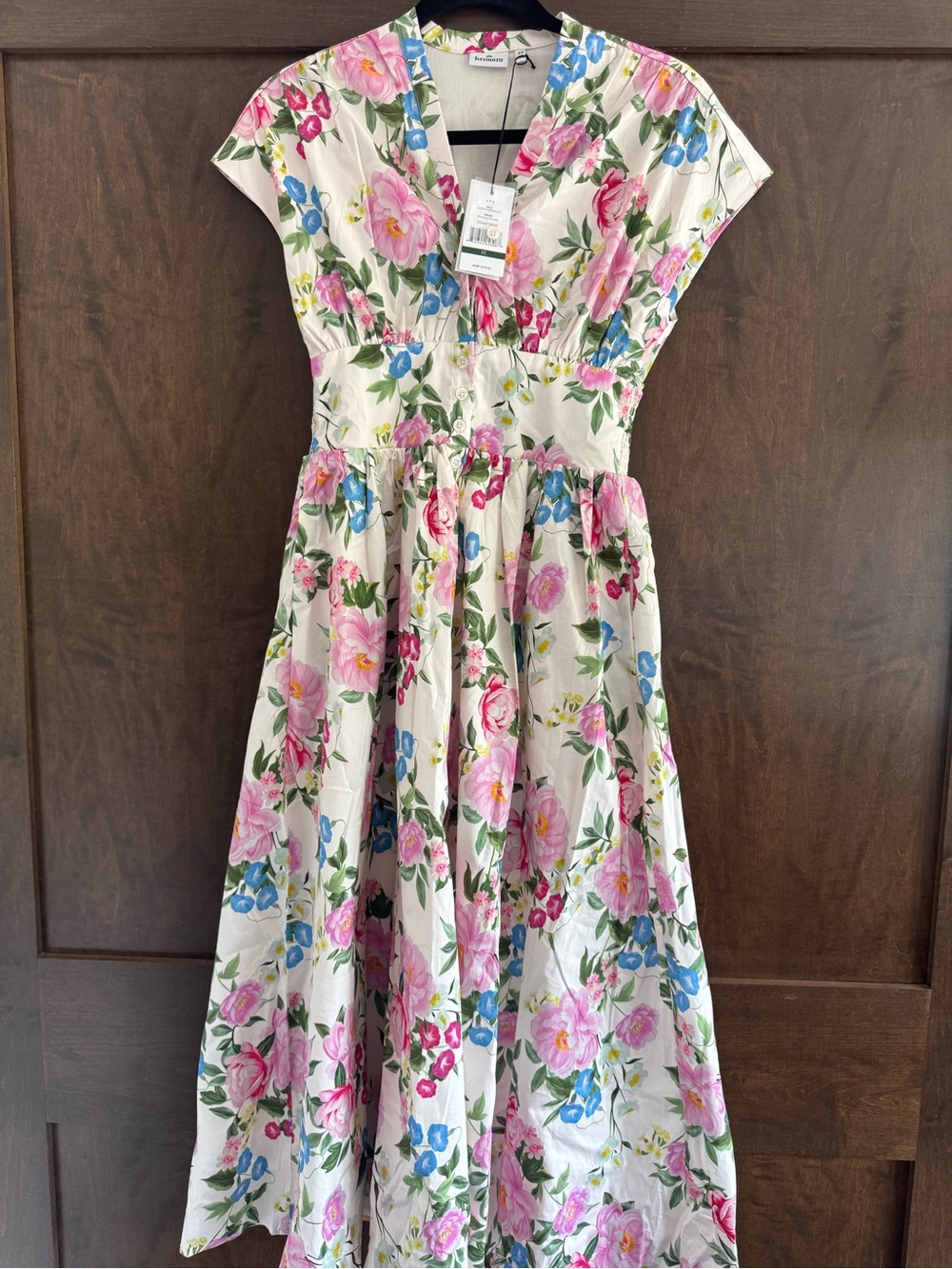 NWT Hermoza Tiffany Cotton Dress In Blooming in Breeze Print XS